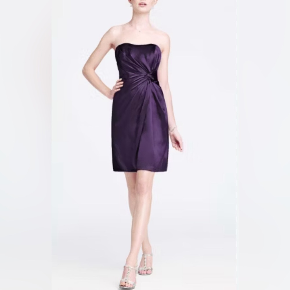 Short Charmeuse Dress with Knot Detail purple size 2
